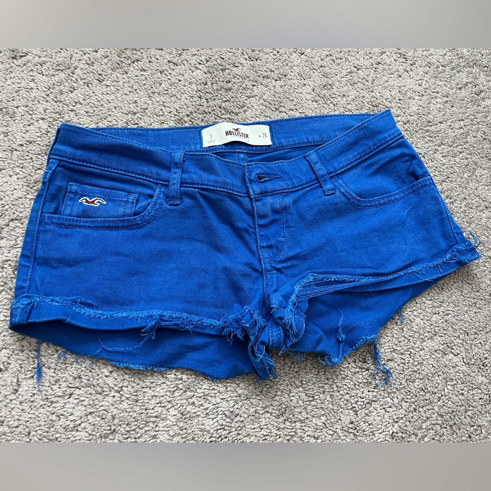 Hollister Bright Royal Blue Distressed Denim Cutoff Shorts